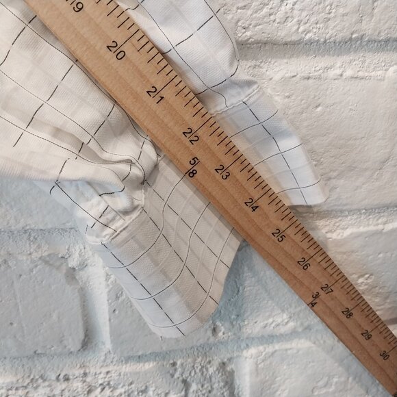 Burberry Dress Shirt Men 16.5 35 White Black Striped Long Sleeve Plaid Button Up - Picture 13 of 14